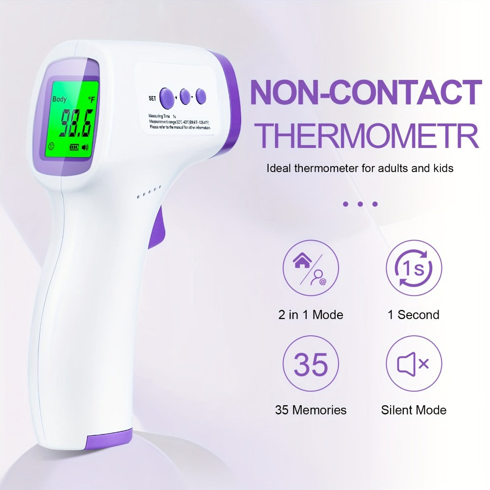 Non-Contact Forehead Thermometer Digital Infrared ¨C 1-Second Instant Reading, Fever Alarm, 3-in-1 Forehead & Object Mode, FSA HSA Eligible, Silent & Memory Mode, 3 Backlights