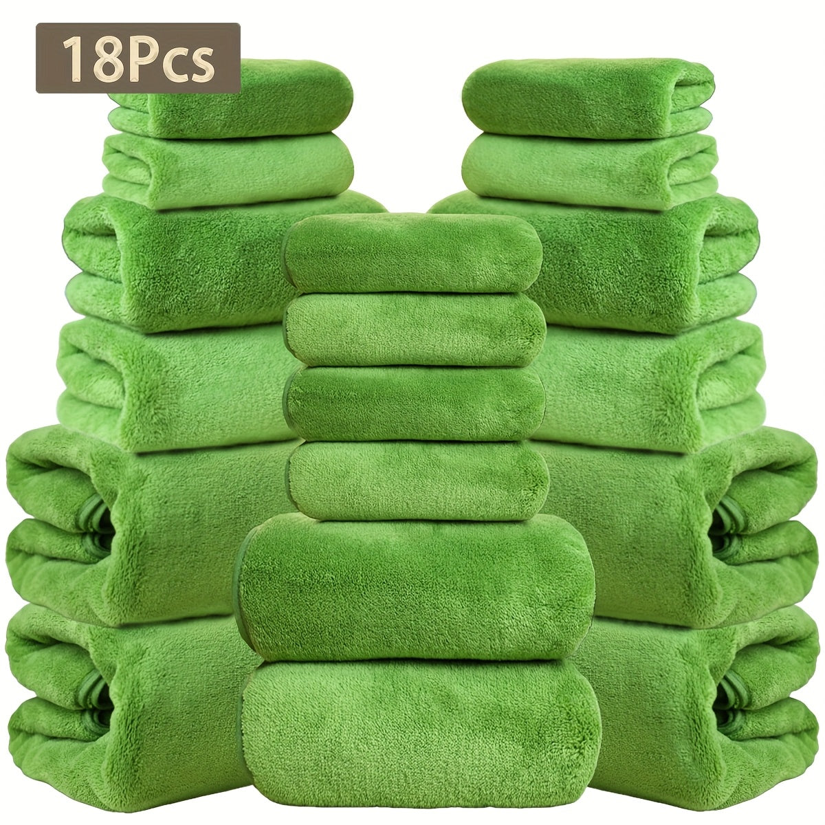 Coral Velvet Bath Towel Set 18pcs ¨C 4 Bath Towels 4 Hand Towels 10 Washcloths Hotel Quality Soft Absorbent