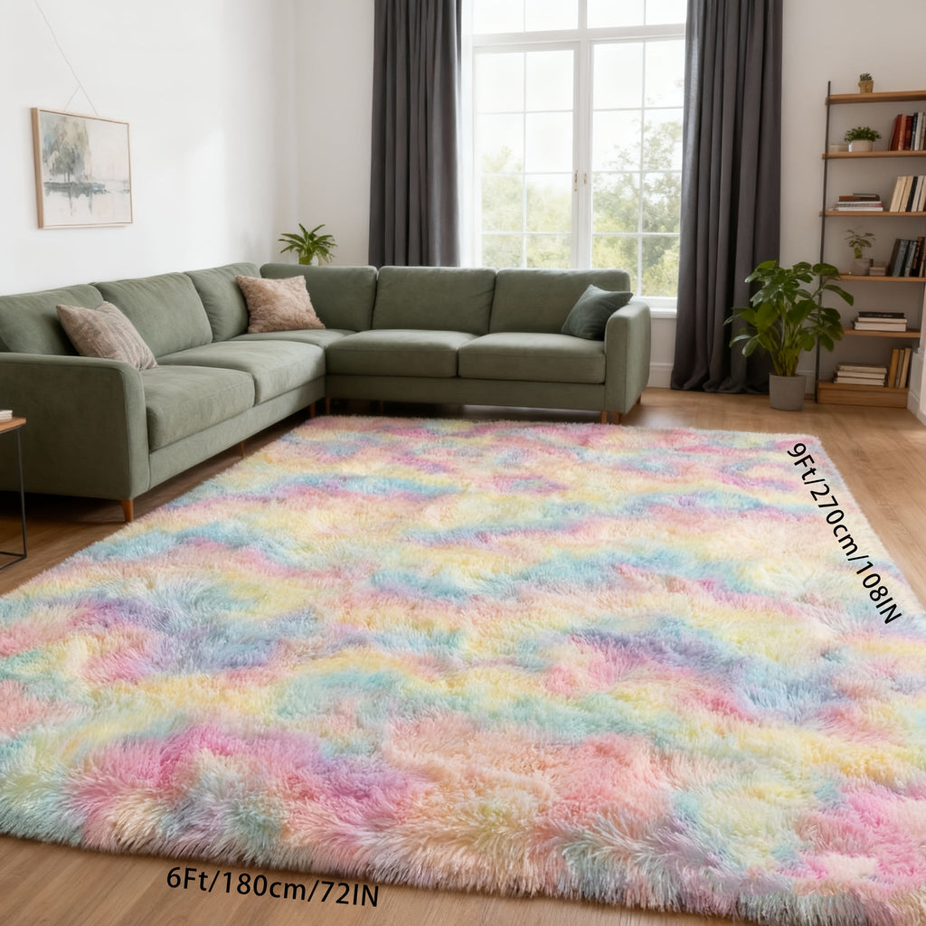 Rainbow Tie Dye Shag Area Rug ¨C Soft Fluffy Non-Slip Machine Washable Carpet for Living Room Bedroom Home Office