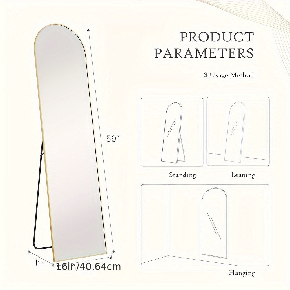 Full Length Mirror Floor Mirror with Stand, Aluminum Alloy Frame Full Body Mirror, Standing Hanging or Leaning Against Wall for Bedroom Living Room Dressing