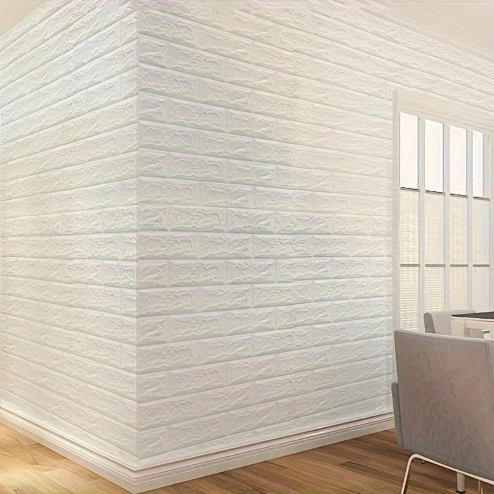 3D Foam Brick Wall Sticker 100 Pieces Self Adhesive Waterproof Soft Wallpaper Panel for Living Room Bedroom Bathroom Kitchen Home Decor White Rock Black Rock Red Marble Flower