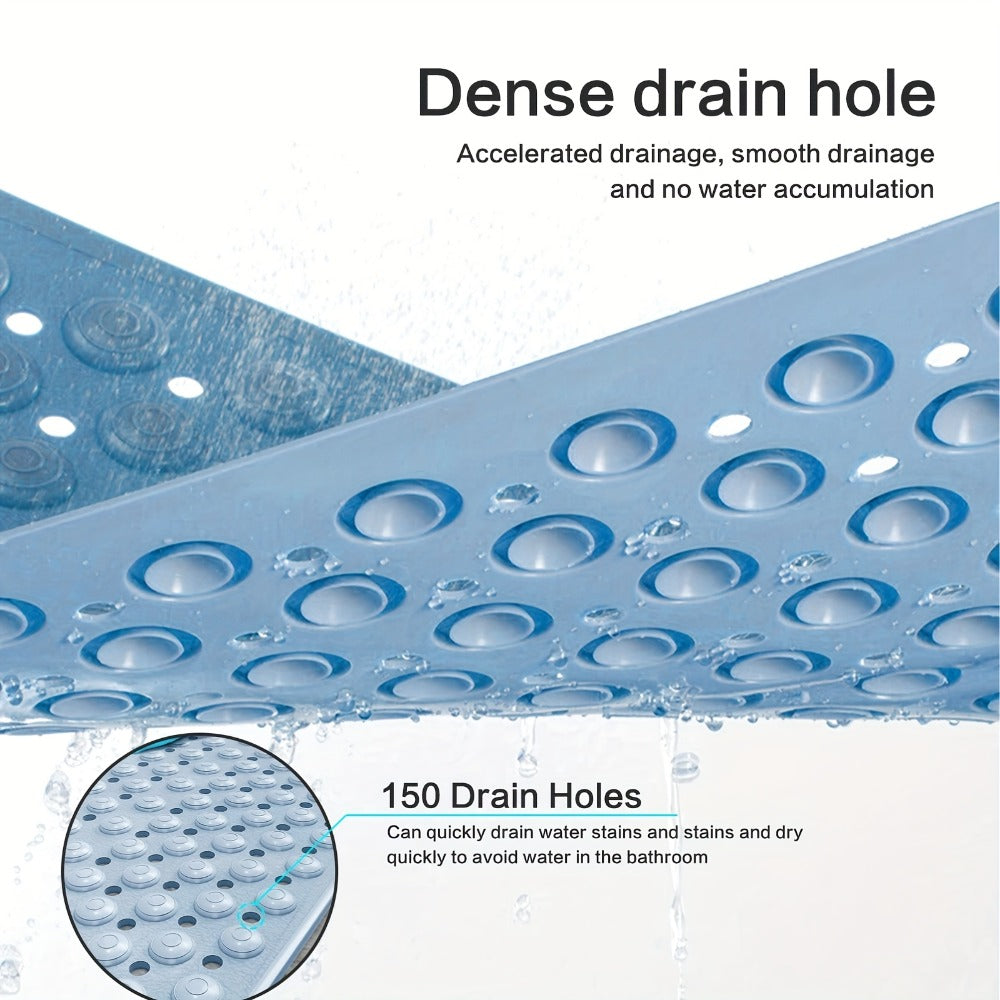 Non-Slip Bath Tub Shower Mat 27x14 Inch with Suction Cups & Drain Holes | Foot Massage Textured | Machine Washable Bathroom Safety Mat