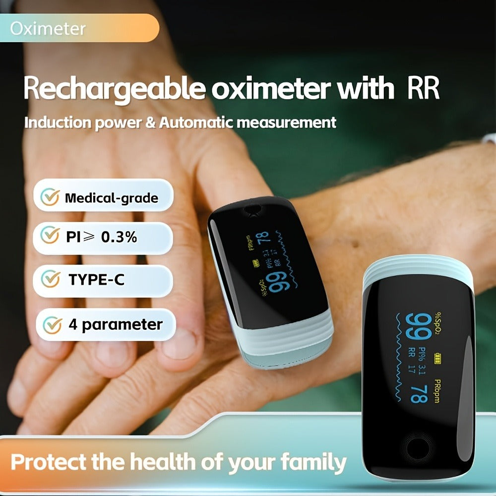 Finger Pulse Oximeter Fingertip Blood Oxygen Saturation SpO2 Monitor with Lanyard FDA Cleared for Sport Aviation Home Use White Green Black Pink Blue
