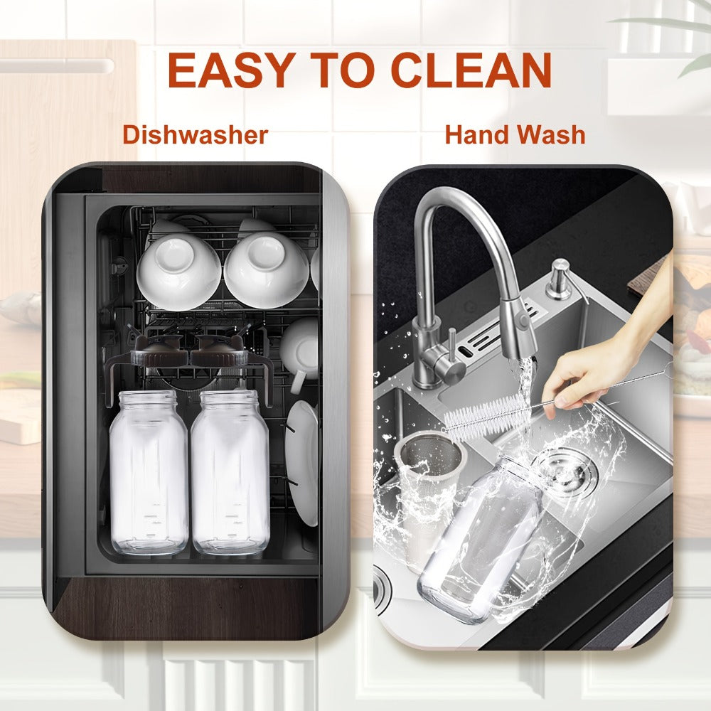 Cold Brew Coffee Pot Set with Stainless Steel Filters & Cleaning Brush - 32oz Glass Mason Jar Cold Brew Maker for Home, Kitchen & Restaurant, Multi-Serve Cold Brew Pitcher Set for Family & Entertaining