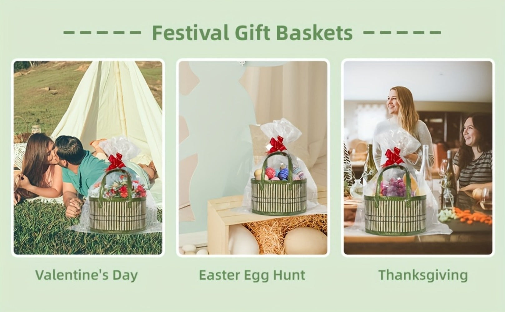 Bamboo Storage Baskets 6-Pack | Gift Wrap Organizer, Easter Egg Basket, Picnic Camping Basket, Craft Sewing Storage, Wedding Favor Box, Flower Girl Basket, Christmas Thanksgiving Holiday Basket Set