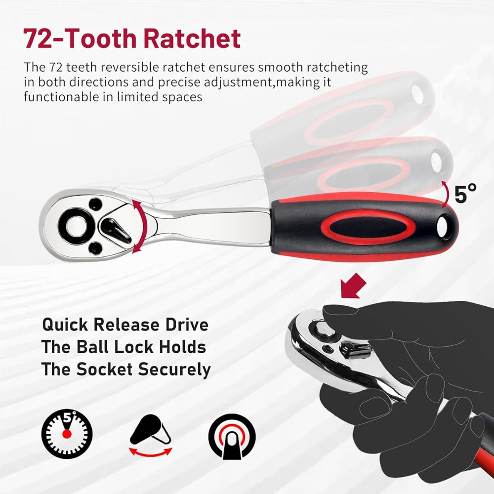 Ratchet Socket Wrench Set with Handle ¨C 50/53/96/123/218/999PCS | 3/8¡± Drive CR-V Steel | Metric & Imperial Sizes | Car Maintenance, Boat & Home Repair Tool Kit for Mechanics