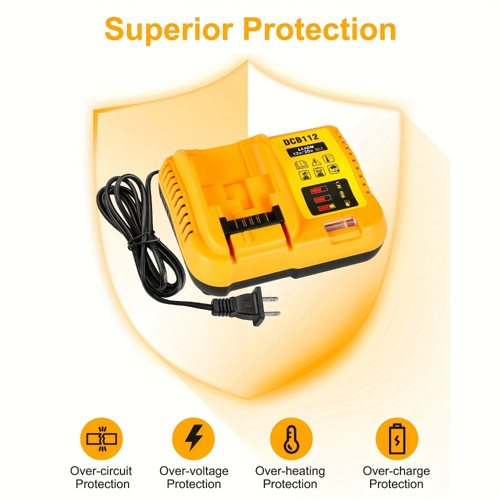 Battery Charger for DeWalt 12V 20V Max Rapid Charger Compatible with DCB120 DCB126 DCB200 DCB201 DCB208 DCB606 DCB609 DCB612 18V 20V Power Tool Battery Charger