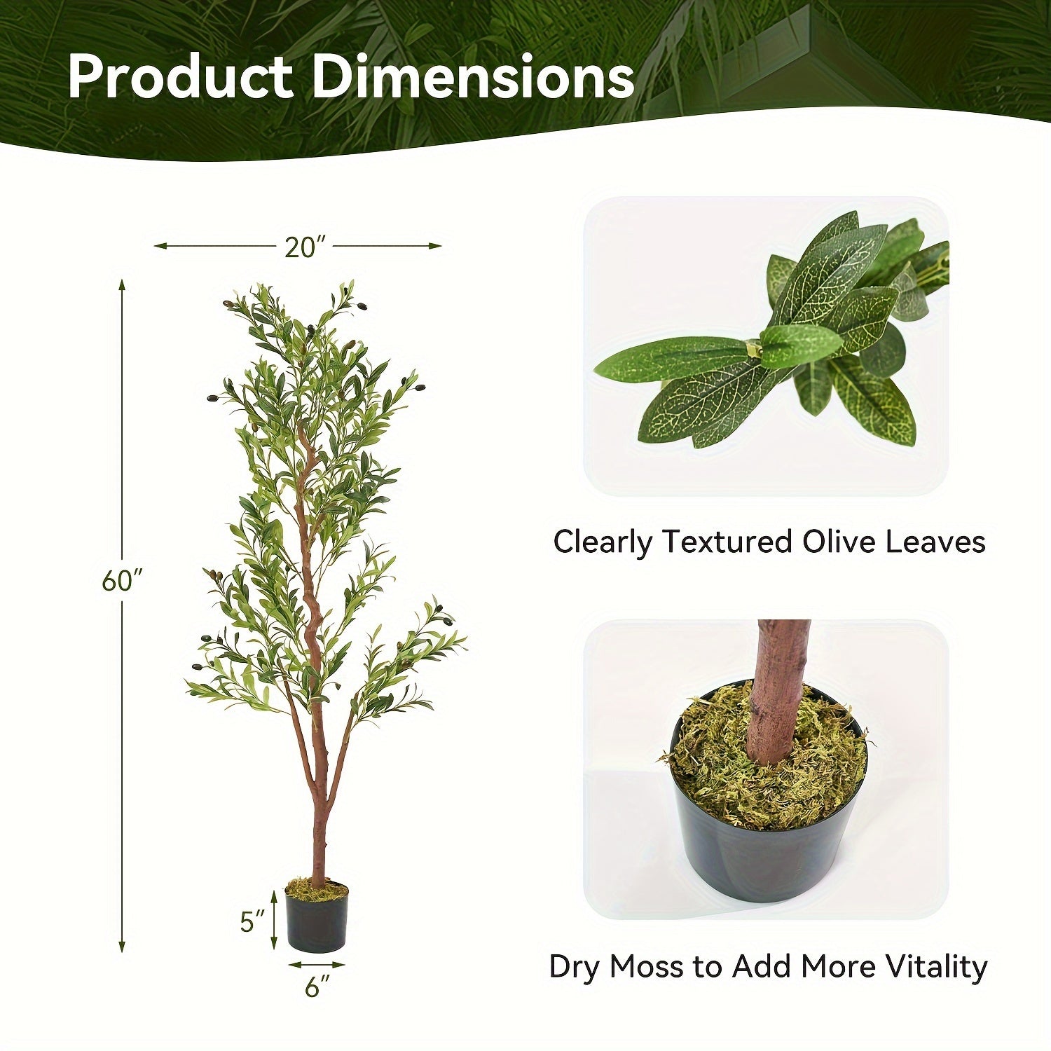 Artificial Olive Tree Large Faux Indoor Tree with Pot ¨C Realistic 5FT 6FT 7FT Multi-Trunk Fake Olive Tree with Leaves & Fruits for Living Room Home Office Entryway Decor