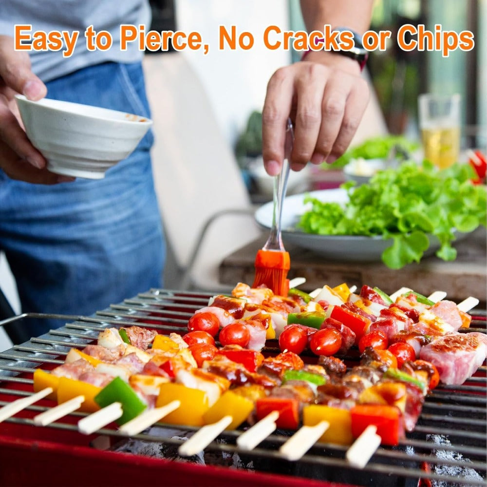 Bamboo Appetizer Skewers 400 Pack 6 Inch ¨C Decorative Rooster Tail Food Picks Flat Wooden Sticks for Party Drinks Fruit Charcuterie Board BBQ Cocktail Toothpicks Bulk