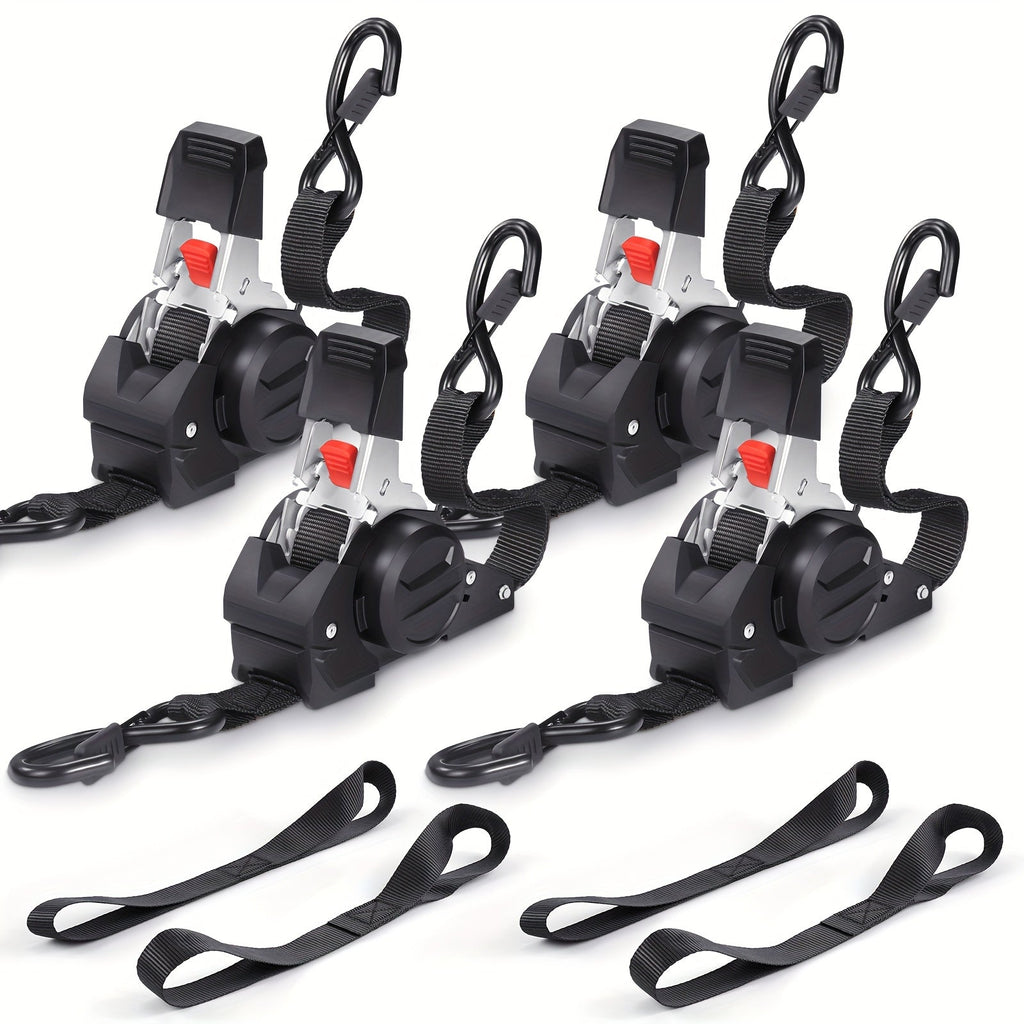 Retractable Ratchet Straps with Extension Strap ¨C Heavy Duty Auto Self-Retracting Tie Down Cargo Straps for Truck Trailer Motorcycle Moving & Appliances