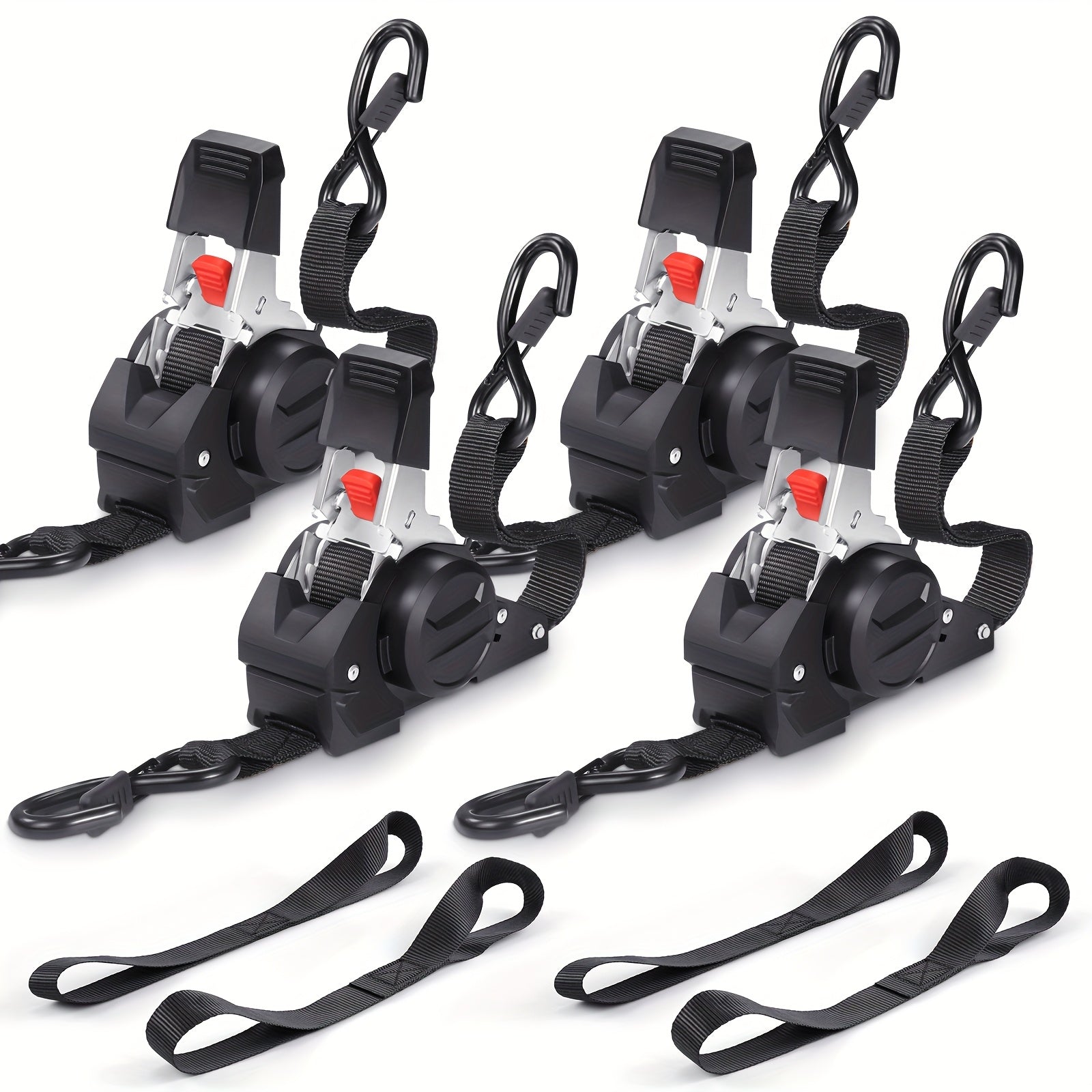 Retractable Ratchet Straps with Extension Strap ¨C Heavy Duty Auto Self-Retracting Tie Down Cargo Straps for Truck Trailer Motorcycle Moving & Appliances