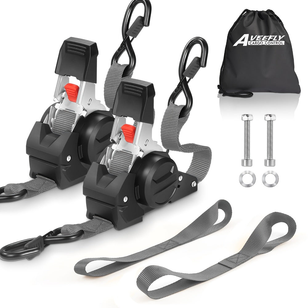Retractable Ratchet Straps with Extension Strap ¨C Heavy Duty Auto Self-Retracting Tie Down Cargo Straps for Truck Trailer Motorcycle Moving & Appliances