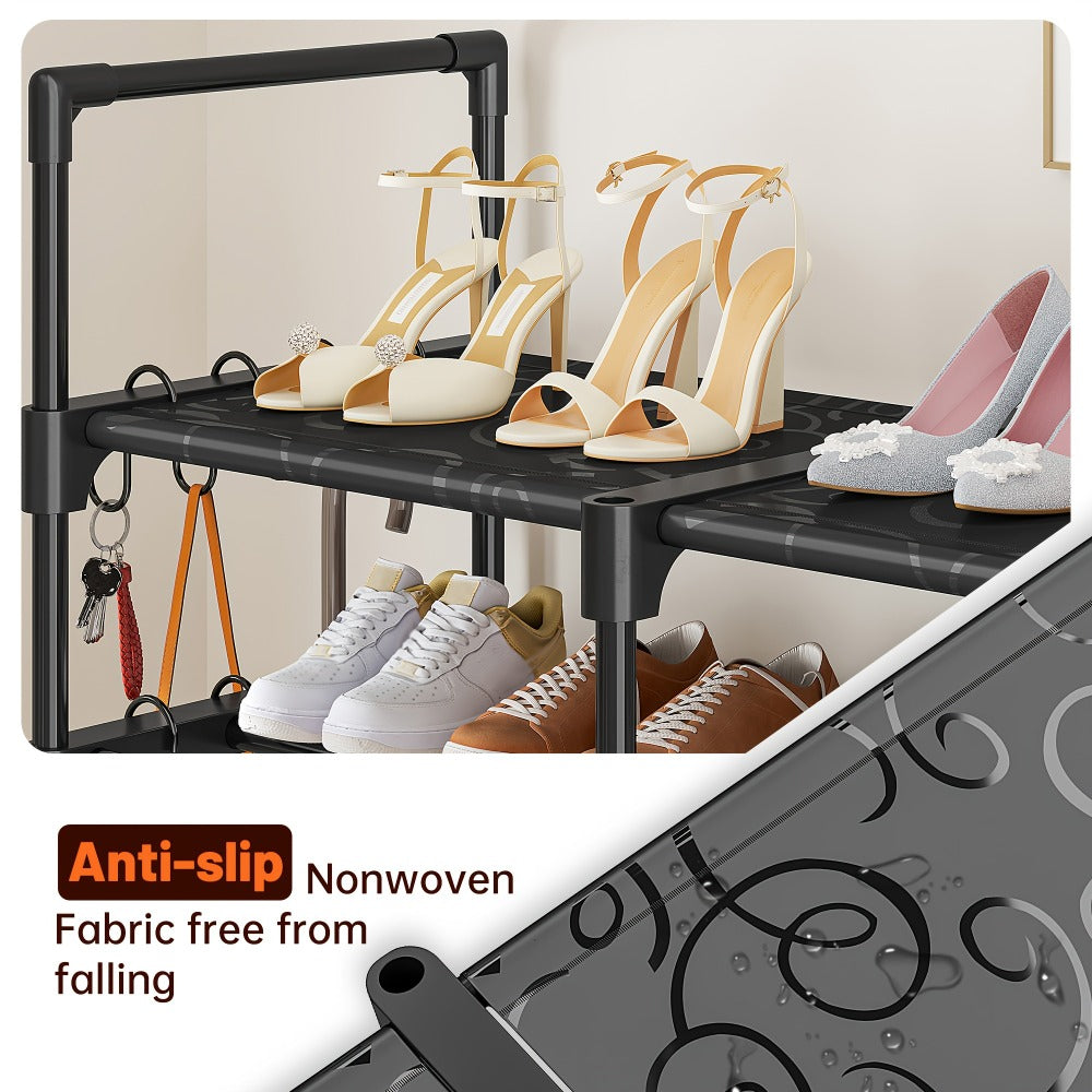 Metal Shoe Rack Organizer 4 Row 6 & 9 Tier Black | Heavy Duty Freestanding Shoe Tower Storage Shelf for Entryway Bedroom Living Room Holds 45-72 Pairs
