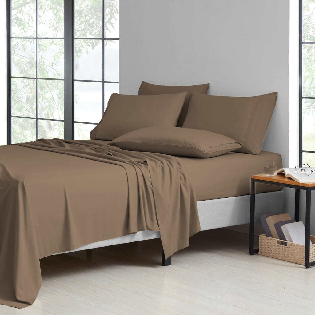 Bamboo Sheet Set 6 Piece Cooling Bed Sheets with Deep 16 Inch Pockets - 2000 Thread Count Microfiber Bamboo Blend Fitted Flat Sheets Pillowcases Twin Full Queen King Cal King
