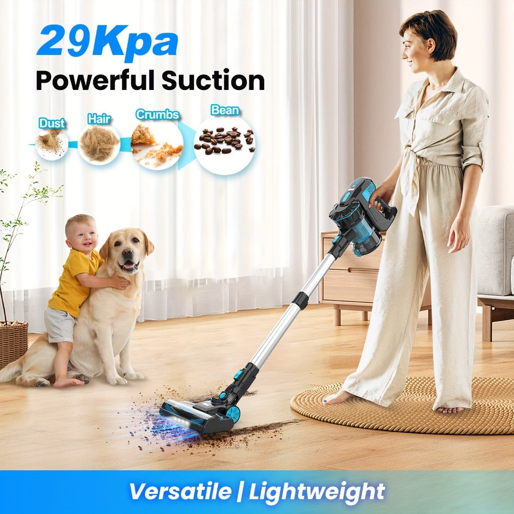 Handheld Vacuum Cleaner Cordless 29KPA Strong Suction for Pet Hair, LED Nozzle Portable Stick Vacuum for Carpet Hard Floor Car Interior Home Auto Multi-Attachment Lightweight Design