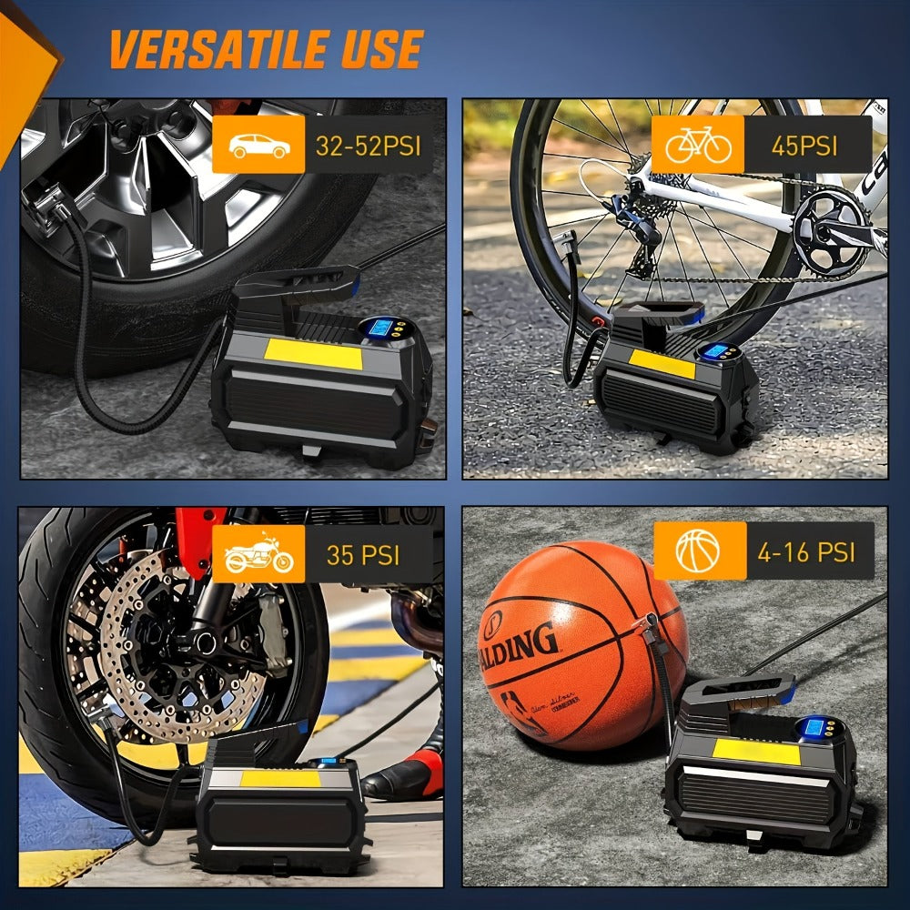Portable Tire Inflator Air Compressor 12V DC 150PSI ¨C Auto Shut-Off Digital Pressure Gauge LED Light Air Pump for Car SUV ATV Bicycle Motorcycle Balls