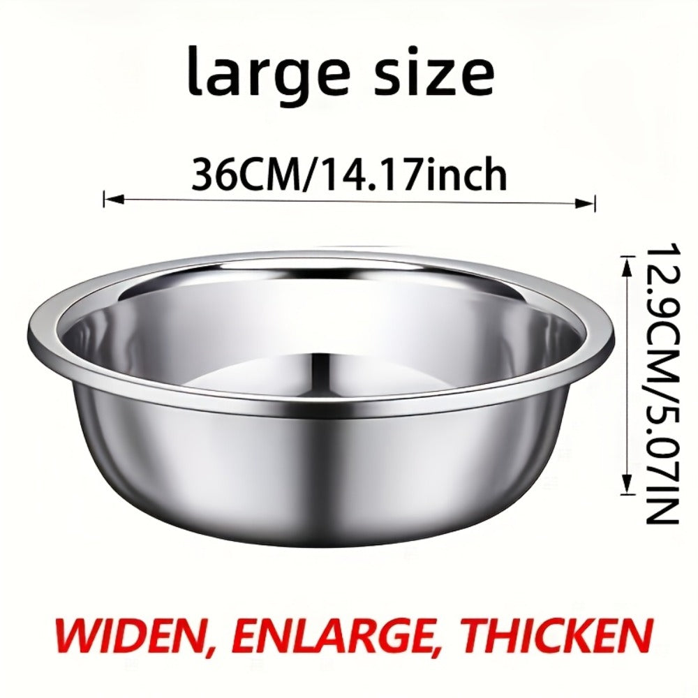 Large Stainless Steel Mixing Bowl | 304 Heavy-Duty Salad & Wash Basin, Hammer Finish, Non-Slip Base, Rounded Edges ¨C Kitchen, Laundry, Utility Sink, Commercial & Home Use