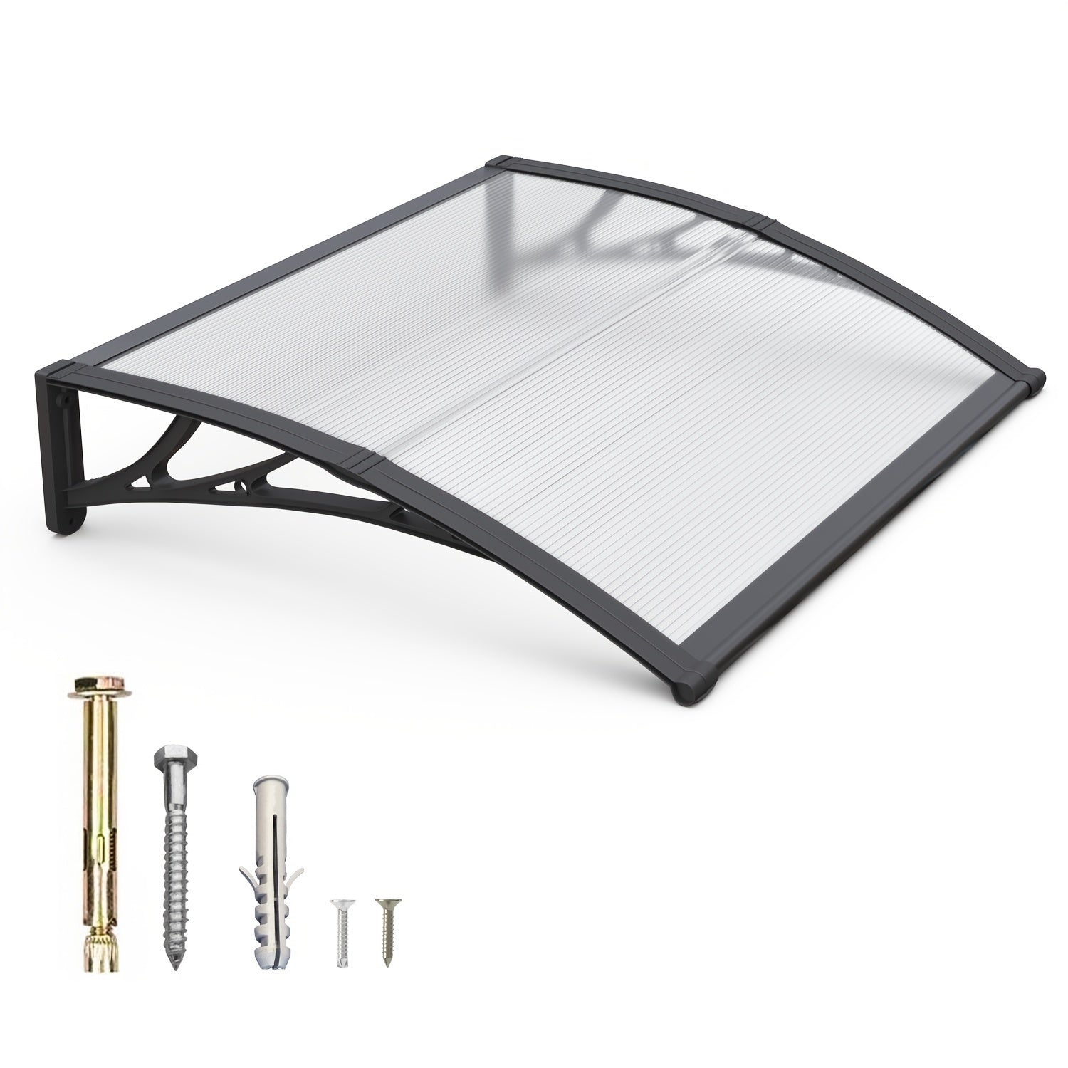 Window Awning Door Canopy Polycarbonate Overhang ¨C UPF 50+ UV & Rain Protection, Leak-Proof Hollow Sheet, Weather-Resistant Outdoor Patio Awning for Doorways, Windows, Storefronts ¨C Multiple Sizes & Colors