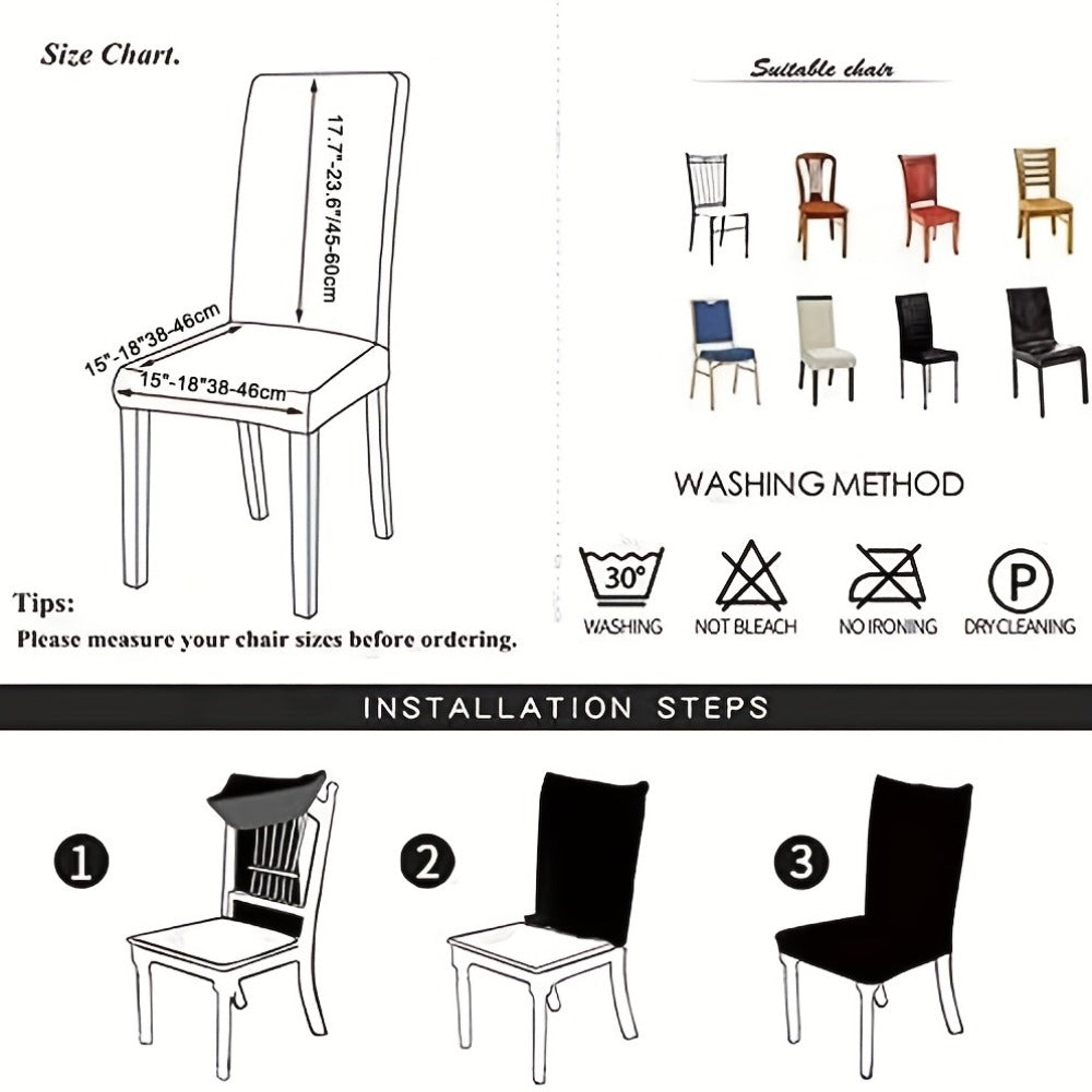 Dining Chair Covers Set of 4 6 Waterproof PU Leather Stretch Slipcover Oil Proof Universal Fit Chair Protector for Dining Room Kitchen Hotel Home Decor - 9 Colors