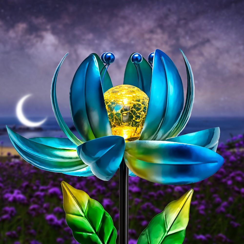 Solar Outdoor Windmill Light Rotating Garden Stake | Color Changing LED | Waterproof Solar Garden Light | Spinning Windmill Lamp for Patio Lawn Yard Pathway Decoration | Purple Blue