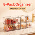 Clear Stackable Storage Drawers 8 Pack ¨C Acrylic Bathroom Organizer Bins with Pull-Out Handle, BPA-Free Plastic Makeup Storage for Vanity, Kitchen, Pantry, Home Organization