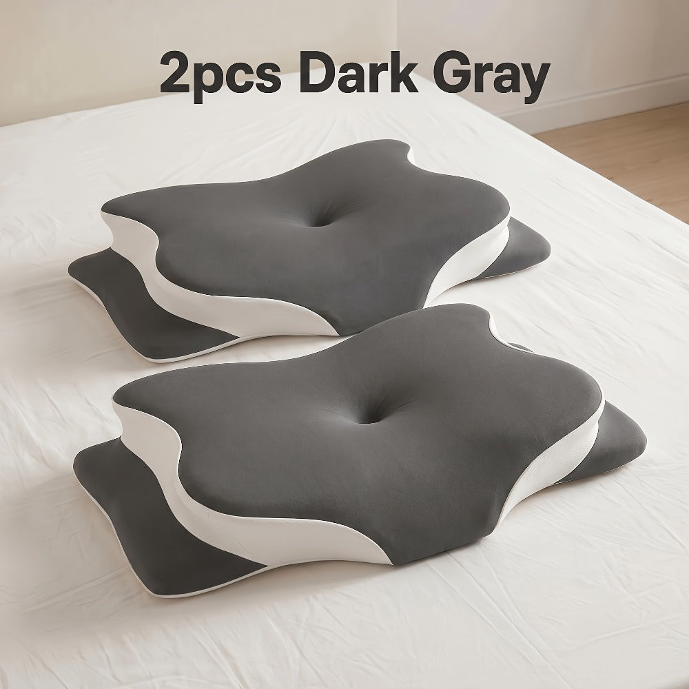 Cervical Neck Pillow for Sleeping - Butterfly Contour Memory Foam Ergonomic Support for Back & Side Sleepers, Slow Rebound Pressure Relief, Cervical Spine Alignment, Machine-Washable Cover, Multi-Color