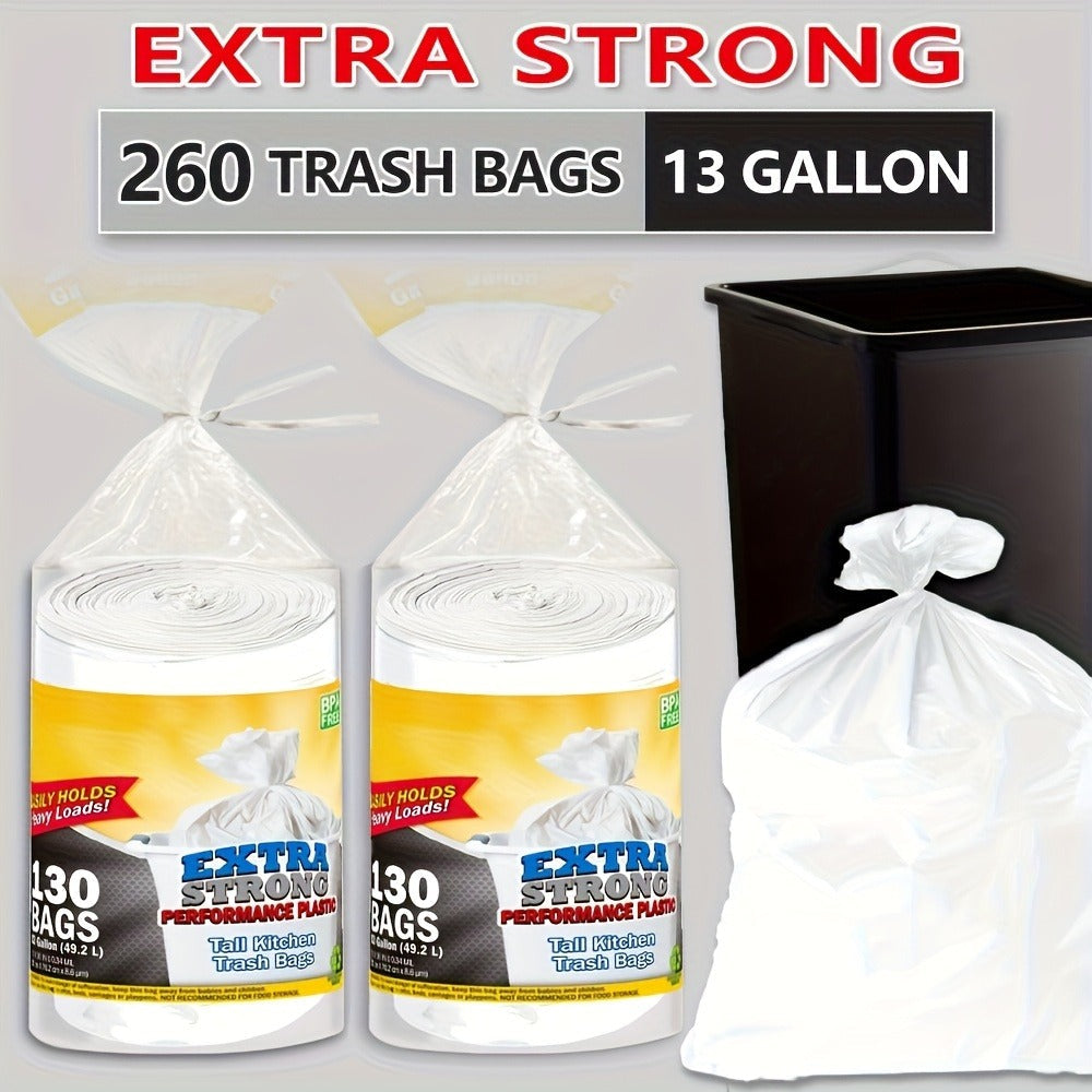 13 Gallon Trash Bags 260 Count Heavy Duty Drawstring Kitchen Garbage Bags ¨C Leak-Proof, Odor-Resistant, Expandable, 2 Rolls for Kitchen, Bedroom, Bathroom & Outdoor Use