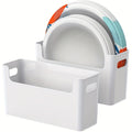 Plate Organizer for Kitchen Counter - Stackable Dish Rack for 6 to 9.5 Inch Plates, Durable Plastic Plate Storage with Colorful Lids, Space-Saving Design for Kitchen, RV, Camping or Outdoor Use