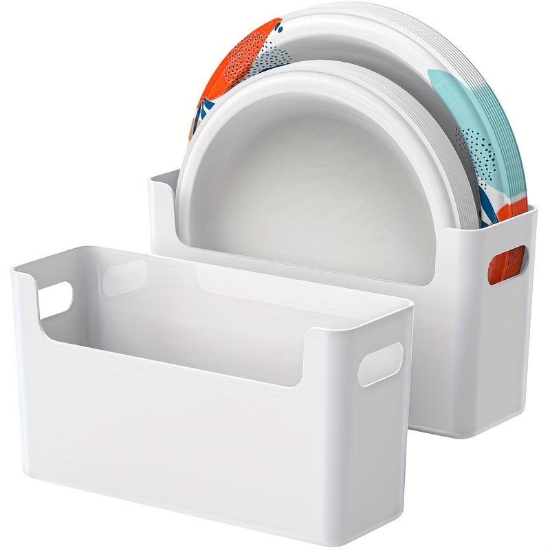 Plate Organizer for Kitchen Counter - Stackable Dish Rack for 6 to 9.5 Inch Plates, Durable Plastic Plate Storage with Colorful Lids, Space-Saving Design for Kitchen, RV, Camping or Outdoor Use