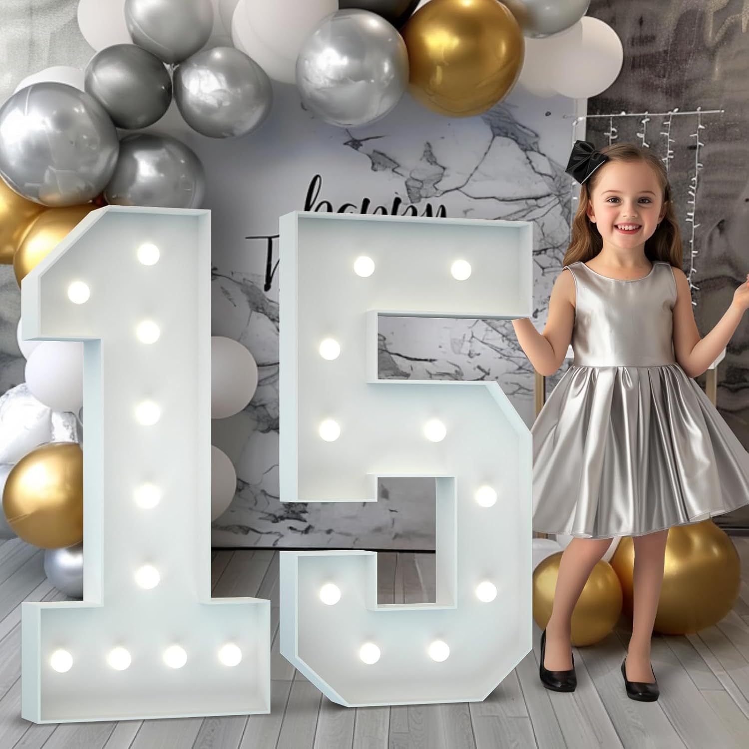 LED Marquee Numbers Balloon Frame Party Decoration 3FT 4FT Giant Pre-Cut Mosaic Number Lights