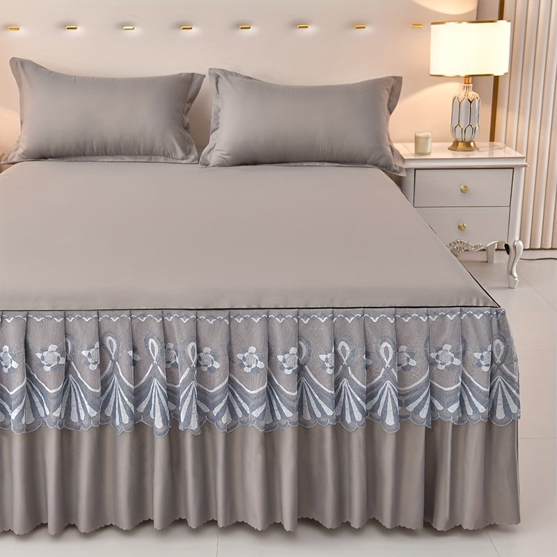 Macrame Lace Bed Skirt Set 3pcs ¨C Double Layer Non-Slip Bed Skirt with 2 Pillowcases All Seasons Twin Full Queen King