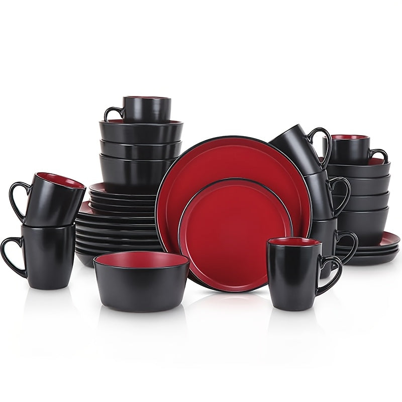 Ceramic Dinnerware Set for 4 ¨C Porcelain Plates Bowls Cups Matte Finish Dishwasher Microwave Oven Safe Stoneware Tableware Scratch Resistant for Restaurant Kitchen Wedding Anniversary Gift