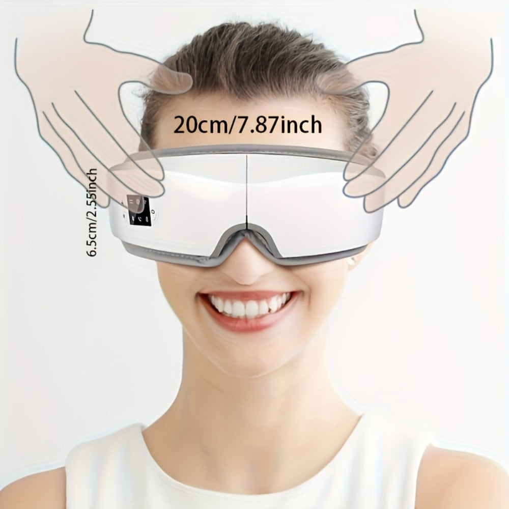 Eye Massager with Heat - 4D Intelligent Portable Eye Mask Massager with Pneumatic Compression, Vibration, Hot Compress & Music, Multiple Modes for Eye Strain Relief, Dry Eyes, Headache & Better Sleep