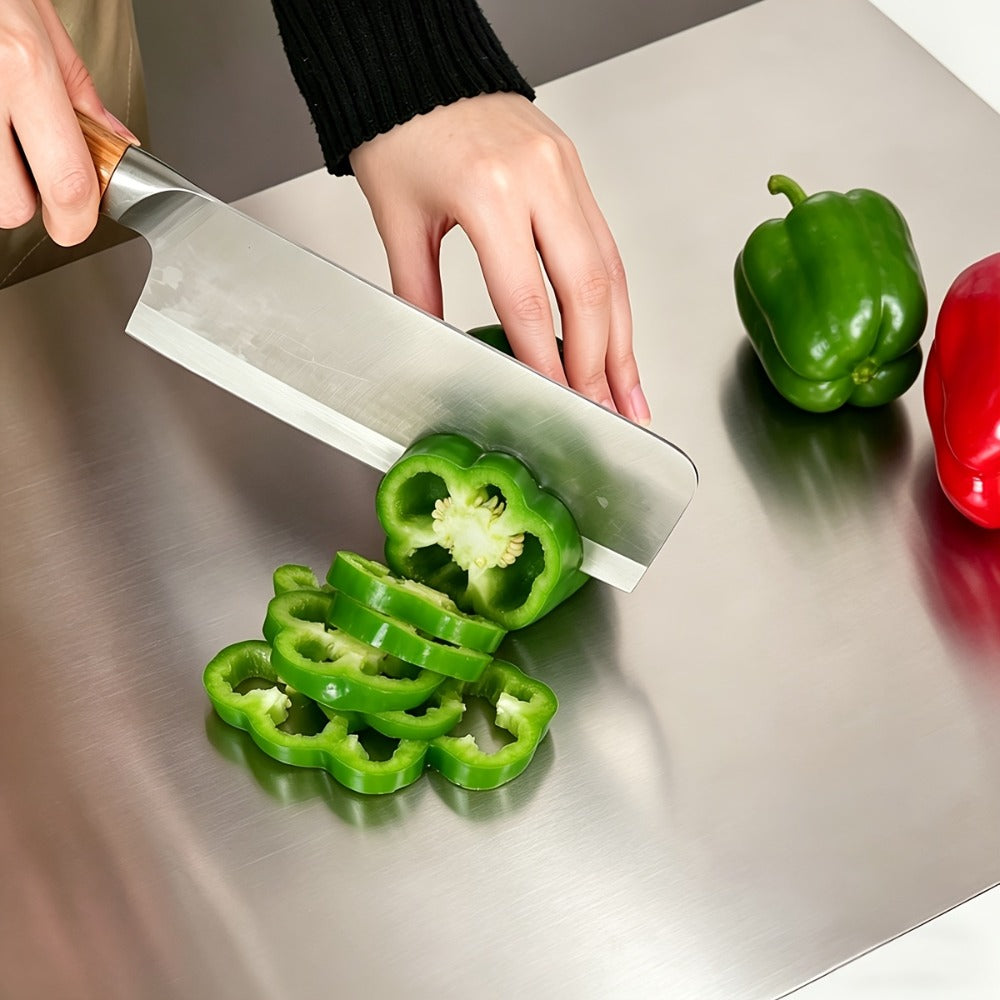 Stainless Steel Cutting Board & Rolling Pastry Board ¨C Non-Slip Kitchen Prep Mat with Butcher Block Surface