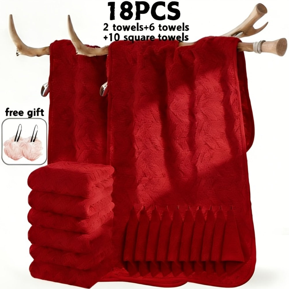 Microfiber Bath Towel Set 18/20pcs - Coral Fleece Absorbent Quick Dry Soft Large Bath Towels for Home Bathroom Spa Gift with Washcloths Bath Ball