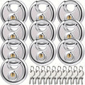 Padlocks with Same Key - 10pcs Stainless Steel Disc Lock Set, Keyed Alike Discus Pad Lock 2-3/4 Inch Wide 3/8 Inch Shackle, Outdoor Weatherproof Lock for Storage Unit, Shed, Garage, Gate & Fence