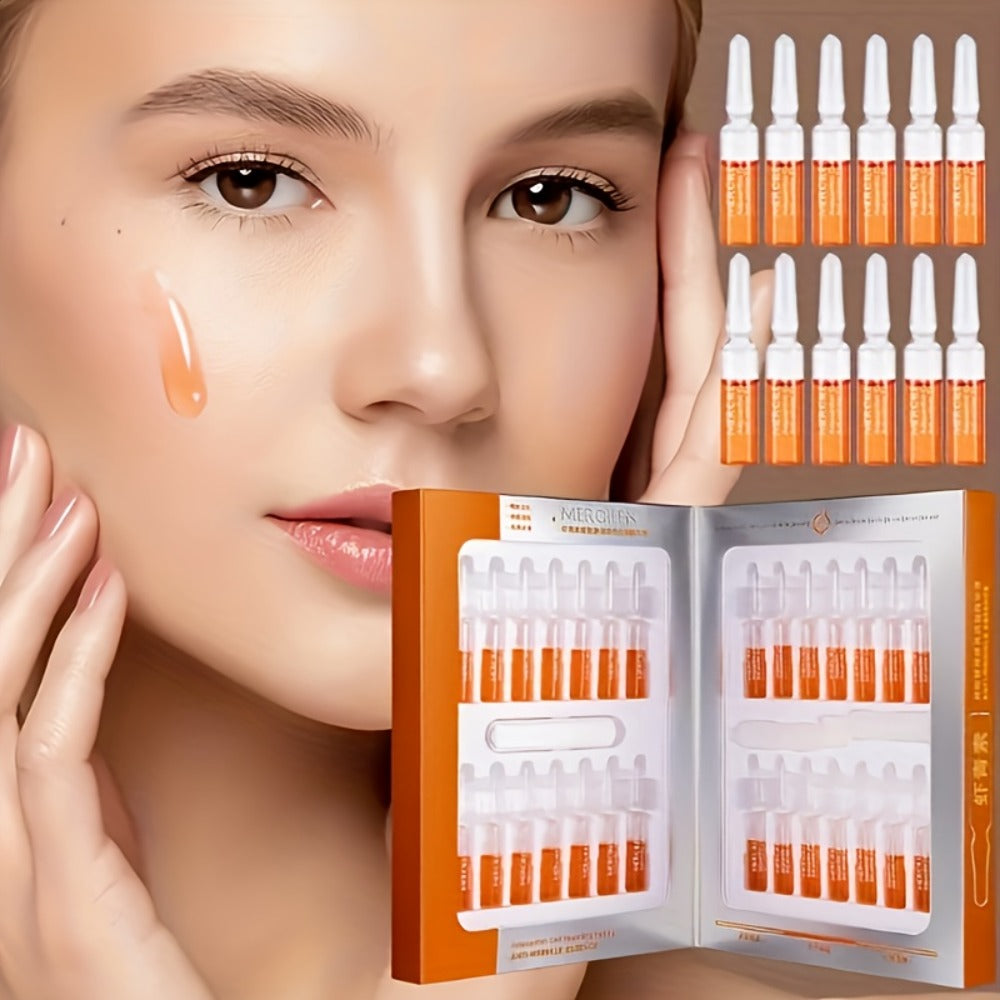 Astaxanthin Hydrating Essence Ampoules 28-Pack 2ml Each with Niacinamide Hyaluronic Acid Collagen Firming Brightening Daily Skincare for Men Women Travel