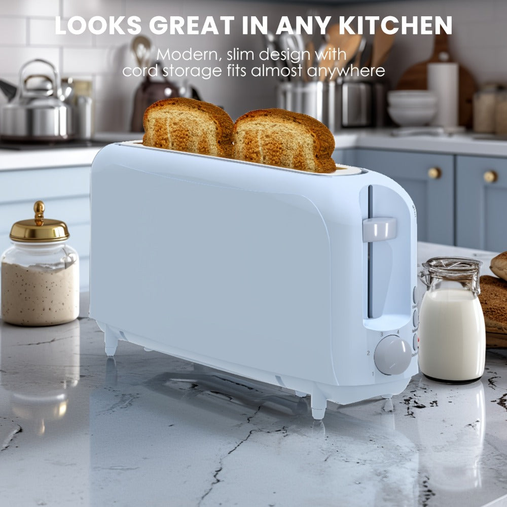 2 Slice Slim Toaster with 6 Shade Settings, Cancel Reheat Defrost Functions, Removable Crumb Tray ¨C Compact 750W Bread Toaster for Kitchen Counter, Fits Bread Waffle Bagel