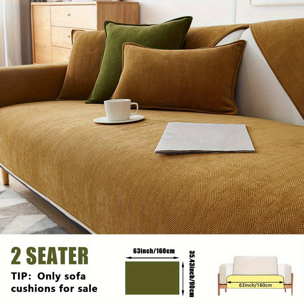 Chenille Ribbed Sofa Cover - Pet Friendly Non-Slip Machine Washable Soft Stretch Slipcover for 1-4 Seater Sectional Sofa Living Room Bedroom Office, 9 Colors