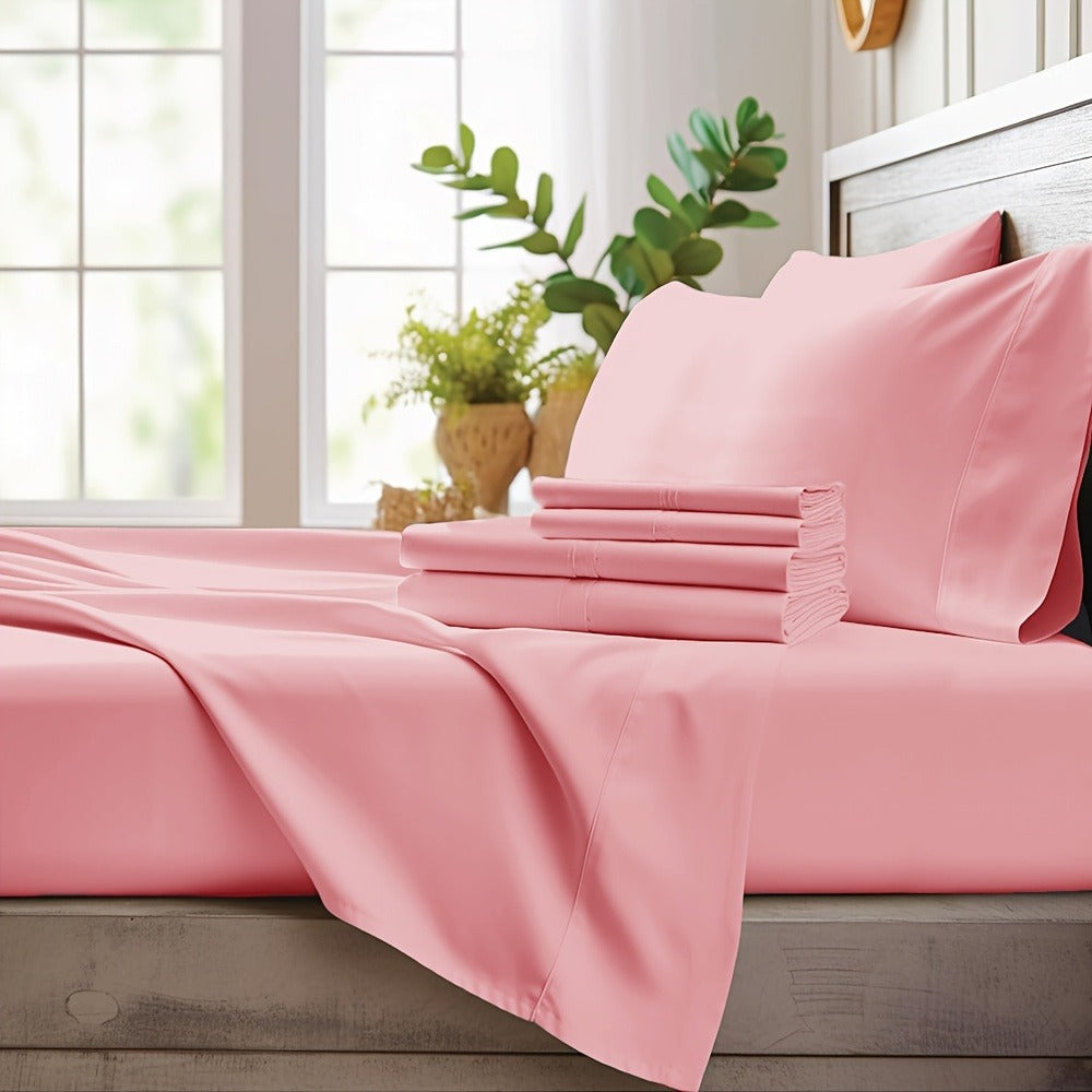 Bamboo Cooling Sheet Set 4pcs ¨C Deep Pocket Fitted Sheet Flat Sheet Pillowcases for Hot Sleepers Twin Full Queen King