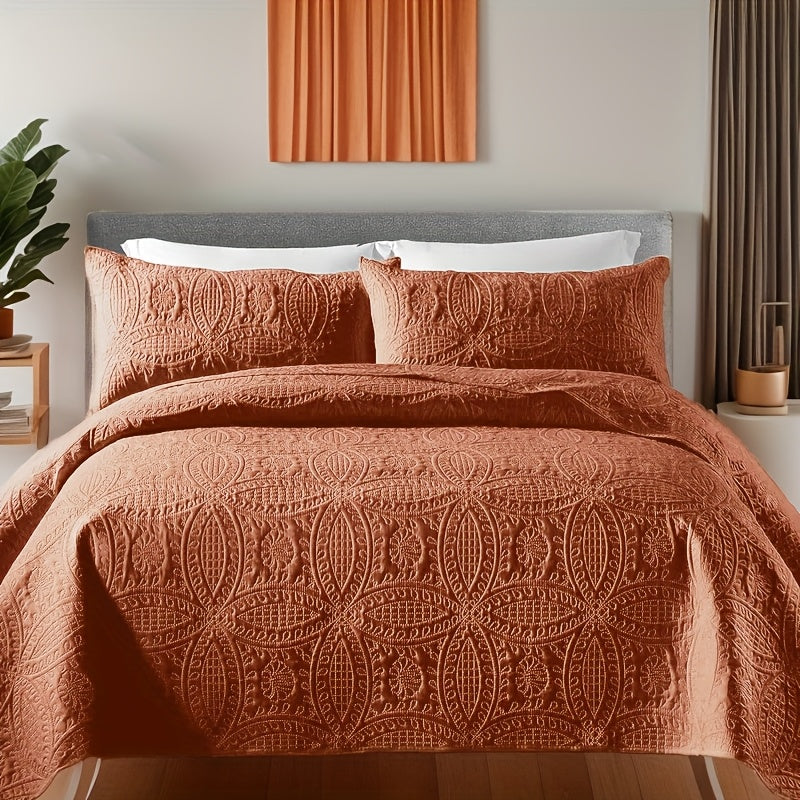Quilt Set 3 Piece Soft Lightweight Bedding - Thin Bed Quilt with 2 Pillowcases for Bedroom Guest Room, Full Queen King, All Season Comforter Set, 10 Colors