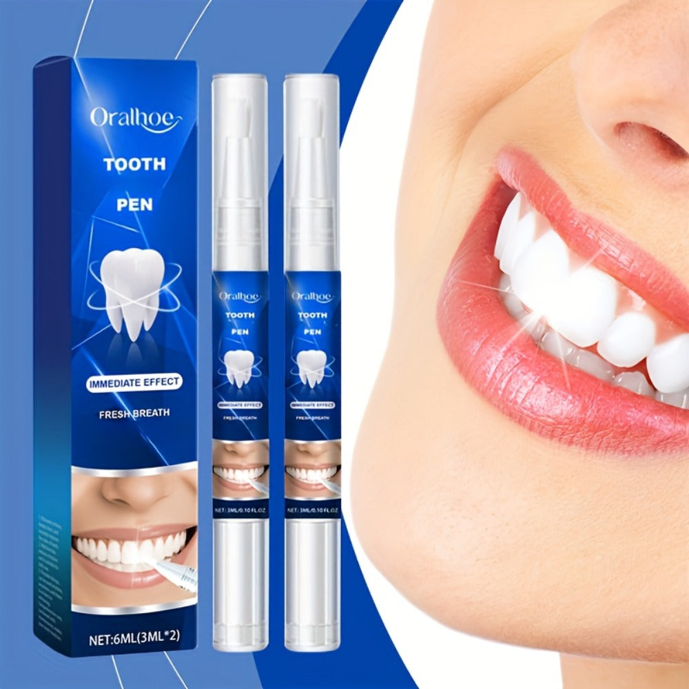 Teeth Whitening Pen 2-Pack ¨C Gluten-Free Gel Formula for Yellow Teeth, Gentle Deep Cleaning & Bright White Smile, Mint Fresh Breath, Travel-Friendly Pen Design for Daily Oral Care & On-the-Go Whitening