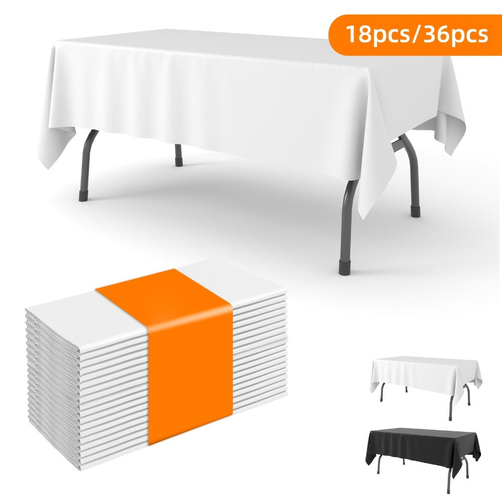 Disposable Plastic Tablecloths 18/36 Pack 54x108 Inch ¨C Leakproof Sturdy White Table Cover for Party Picnic Wedding Birthday Banquet Outdoor Event Decorative Table Cloth Bulk Pack