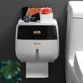 Wall Mounted Tissue Holder with Double Layer Storage Rack ¨C Self-Adhesive No Drill Bathroom Organizer for Toilet Paper Roll, Living Room & Bedroom