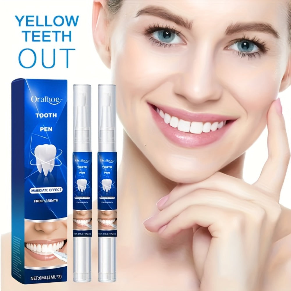 Teeth Whitening Pen 2-Pack ¨C Gluten-Free Gel Formula for Yellow Teeth, Gentle Deep Cleaning & Bright White Smile, Mint Fresh Breath, Travel-Friendly Pen Design for Daily Oral Care & On-the-Go Whitening