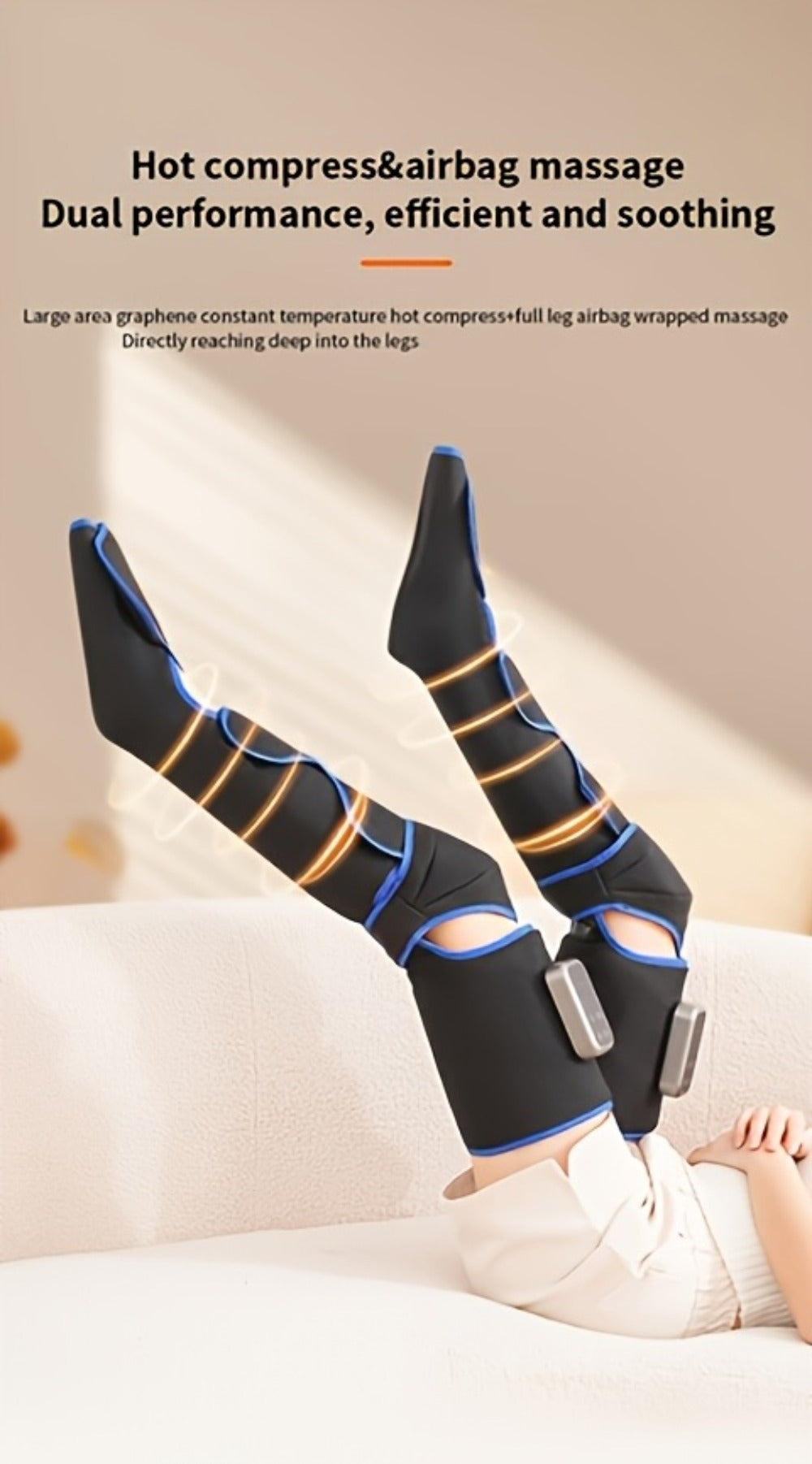 Leg Massager with Heat ¨C Full Leg Air Compression Massager, 4 Modes Wireless Charging, Large Display, Breathable Wrap for Thighs, Shins, Knees, Ankles & Feet, Relief for Swelling, Circulation & Fatigue