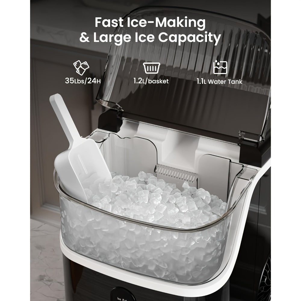 Chewable Ice Maker Countertop ¨C 35 Lbs Nugget Pebble Ice or 26 Lbs Bullet Ice, Self-Cleaning, Includes Ice Scoop & Basket, Perfect Holiday Gift for Home, Kitchen, Easter, Halloween & Christmas