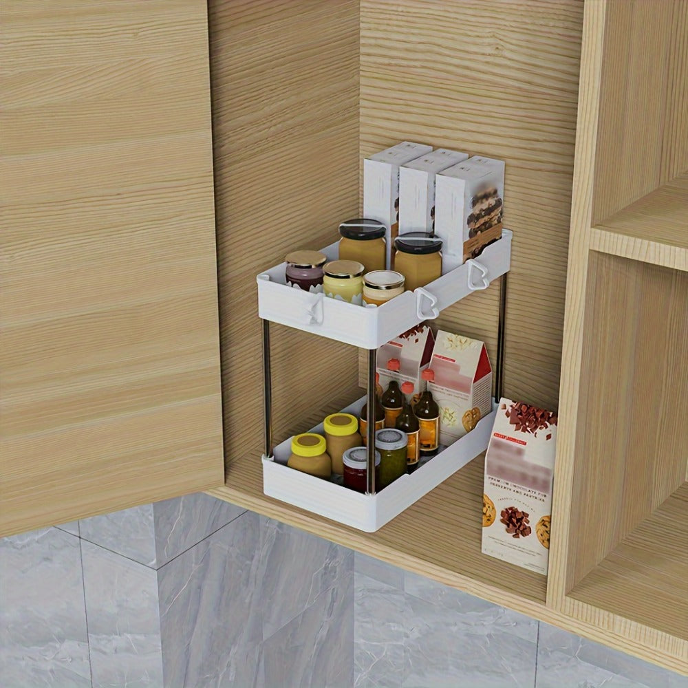 Under Sink Organizer 3-Pack 2-Tier Storage Rack ¨C Bathroom Cabinet Organizer for Toiletries Cleaning Supplies Kitchen Spices