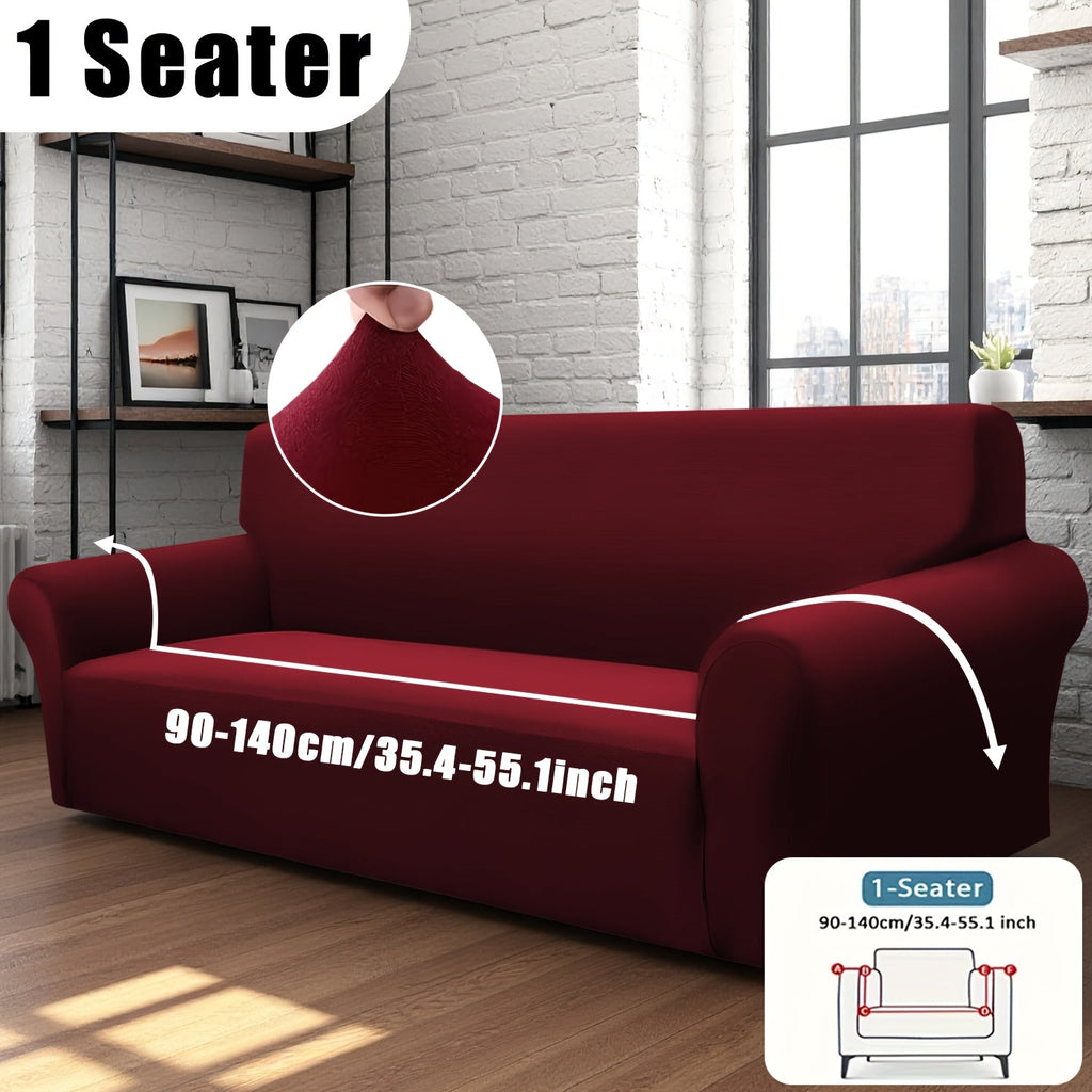 Stretch Sofa Cover Elastic Band | Milk Fiber Fabric Slipcover, Machine Washable Polyester Spandex, 1 to 4 Seater Armchair Couch Cover, Red Gray Blue Black Coffee, Home Decor