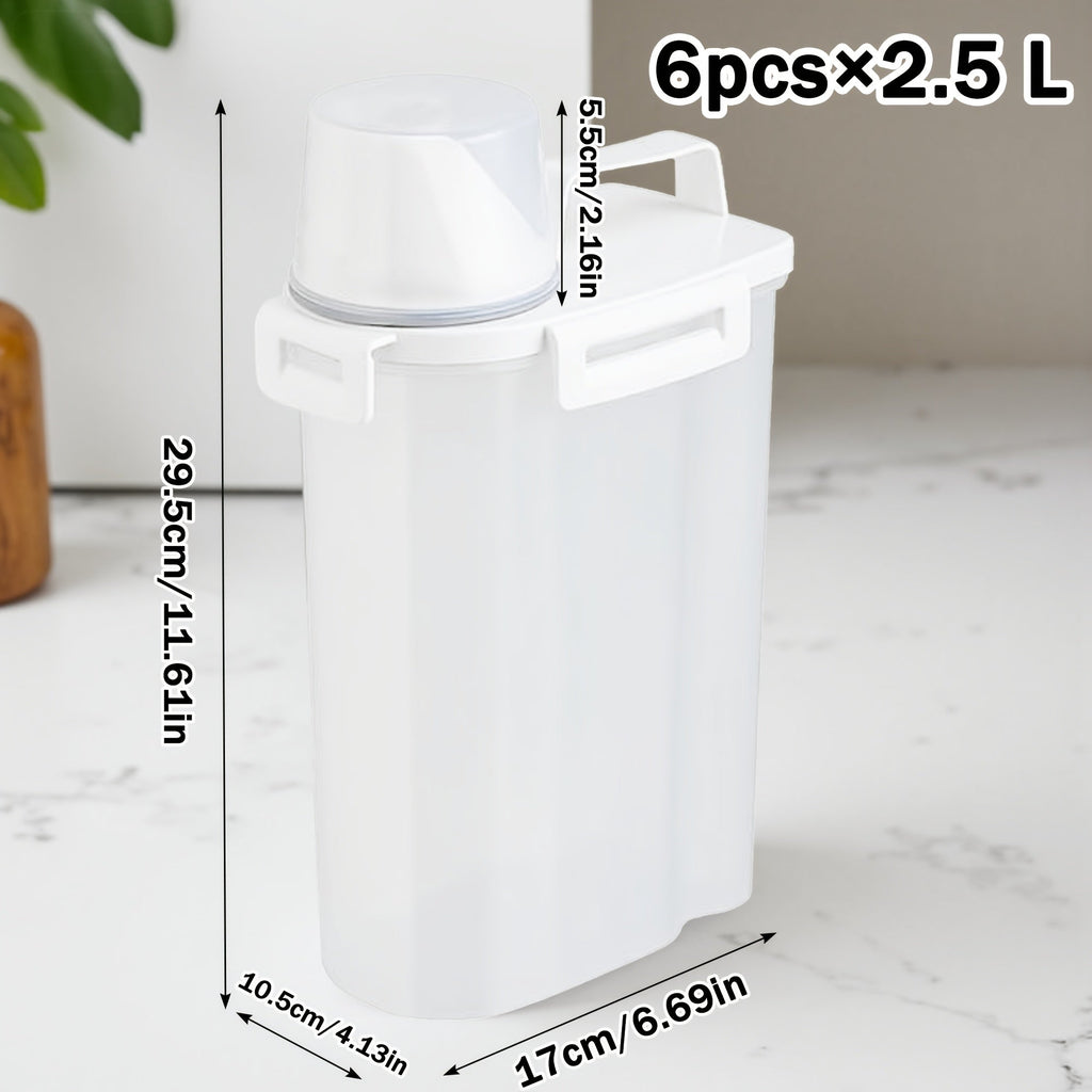 Airtight Food Storage Containers 2/4/6 Pack - BPA-Free 2.5L & 3L Plastic Pantry Bins with Lids, Measuring Cup, Leakproof Seal for Nuts, Flour, Rice, Kitchen Organizer